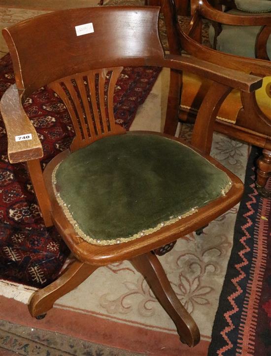 Edwardian oak swivel chair